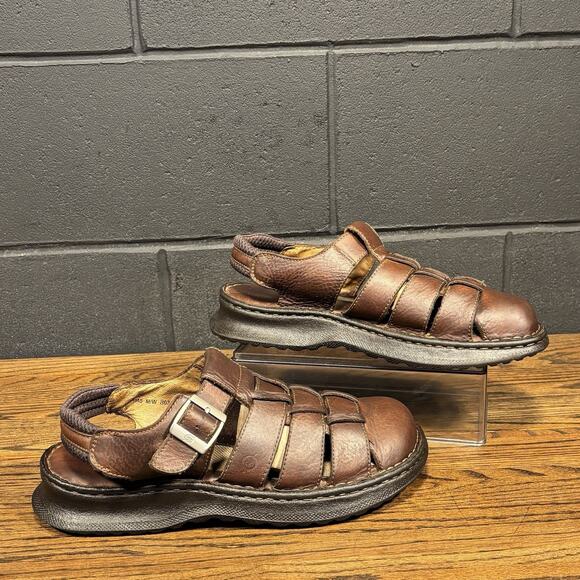 Born Brown Leather Fisherman Sandals Handcrafted Mexico Comfort Casual Men’s 11 main image 5